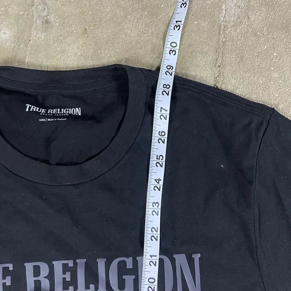 True‎ Religion T-Shirt Size Large Black Graphic Logo Crewneck Short Sleeve